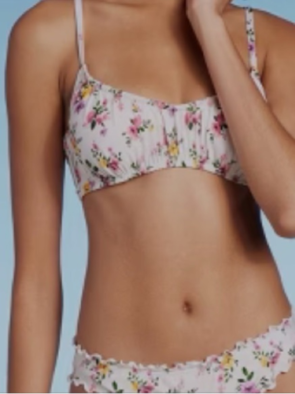 Shade & Shore White Ruffle Swim Top